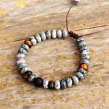 JASPER AND TIGER EYE MACRAME BRACELET