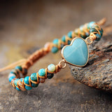 ONYX AND AMAZONITE HEART CHARM BRACELET