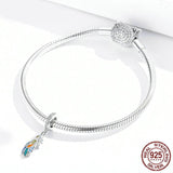 COLOURFUL FEATHER Sterling Silver Charm