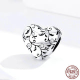 BRANCH PATTERNED HEART Sterling Silver Charm
