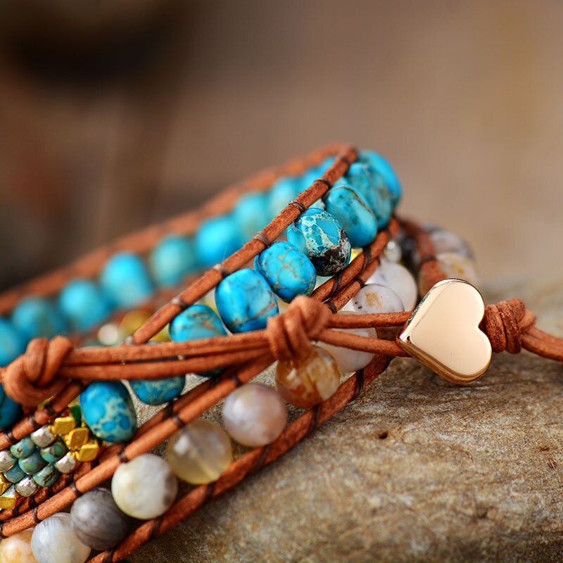 JASPER AND ONYX BOHO WRAP BRACELET