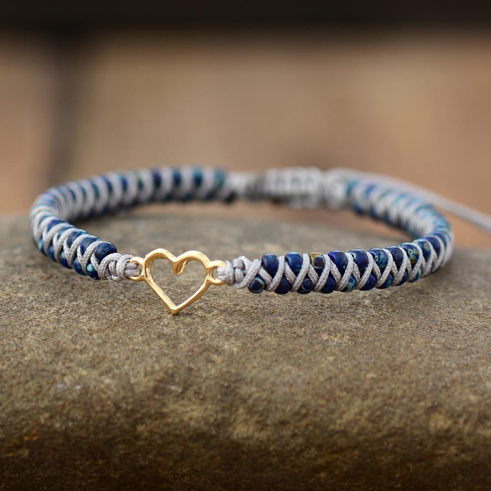 MACRAME BRACELET WITH HEART CHARM