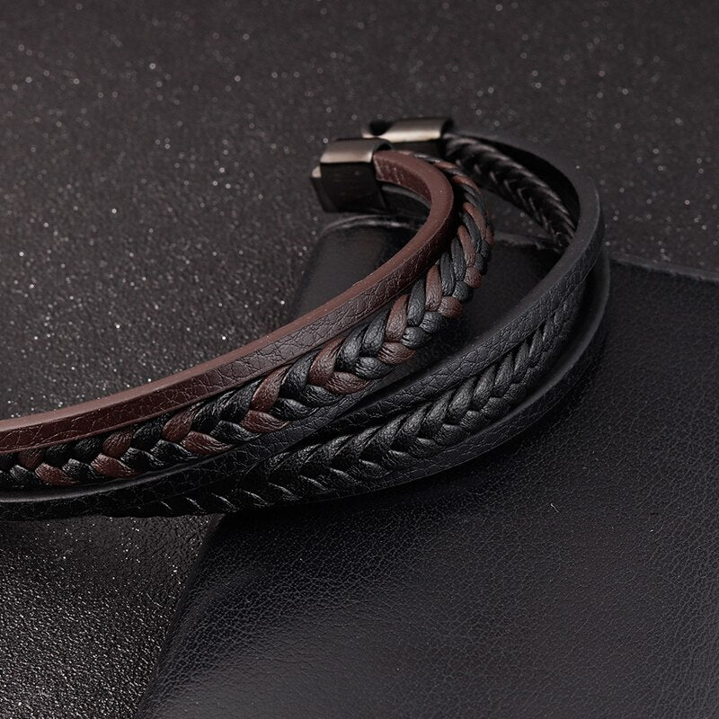 Multi-layered Handmade Braided Leather Wristband