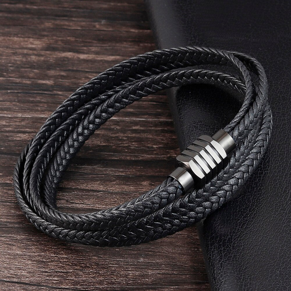 Leather Multi Layer Braid Rope Wristband
