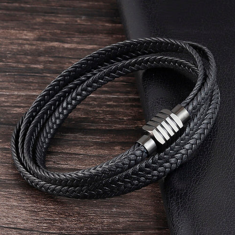 Leather Multi Layer Braid Rope Wristband