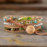 MULTILAYERED WRAP BRACELET WITH JASPER STONES