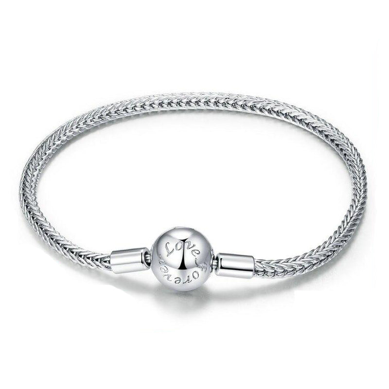 LOVE FOREVER Sterling Silver Snake-Chain Charm Bracelet