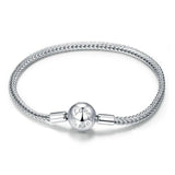 LOVE FOREVER Sterling Silver Snake-Chain Charm Bracelet