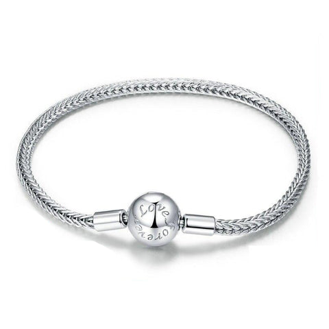 LOVE FOREVER Sterling Silver Snake-Chain Charm Bracelet