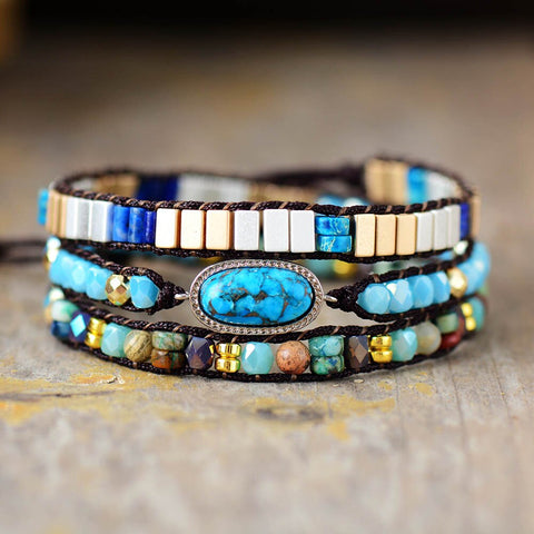 BOHO BRACELET WITH TURQUOISE AND MIXED STONES