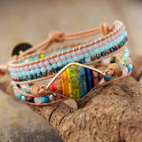 GEOMETRIC CHAKRA BRACELET WITH JASPER AND JADE