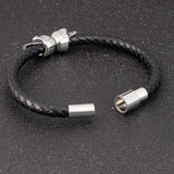 Hyperbole Braided Leather Skull Bracelet