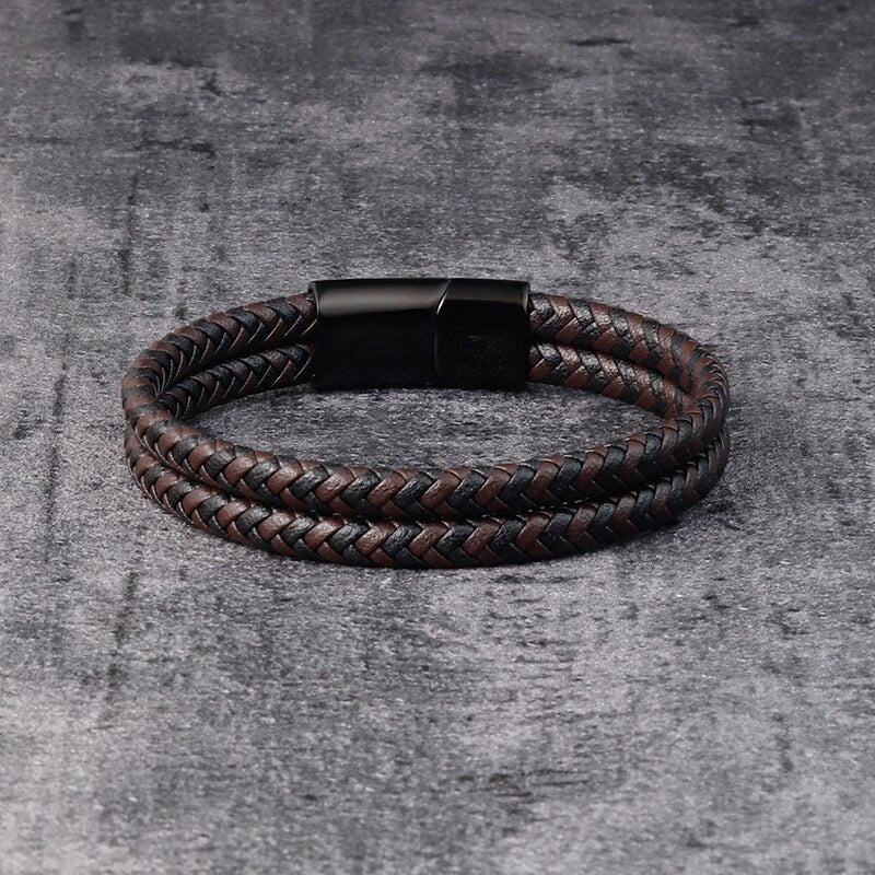Leather Two-tone Dual Rope Bracelet