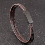 Black-Brown Men's Leather Bracelet