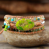 MULTILAYERED WRAP BRACELET WITH JASPER STONES