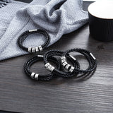 Personalized Braided Rope Leather Bracelet with Sterling Silver Beads