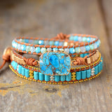 WRAP BRACELET WITH TURQUOISE AND RHINESTONE
