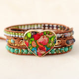 HEART CHARM BRACELET WITH NATURAL GEMSTONES