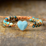ONYX AND AMAZONITE HEART CHARM BRACELET