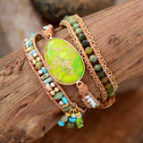 MULTILAYERED WRAP BRACELET WITH JASPER STONES