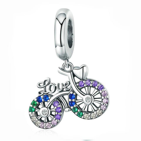 CRYSTAL BICYCLE Sterling Silver Charm