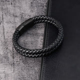 Braided Dual Leather Bracelet with Clasp
