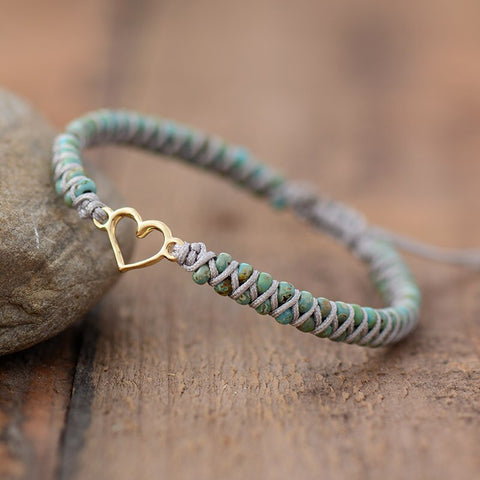 MACRAME BRACELET WITH HEART CHARM