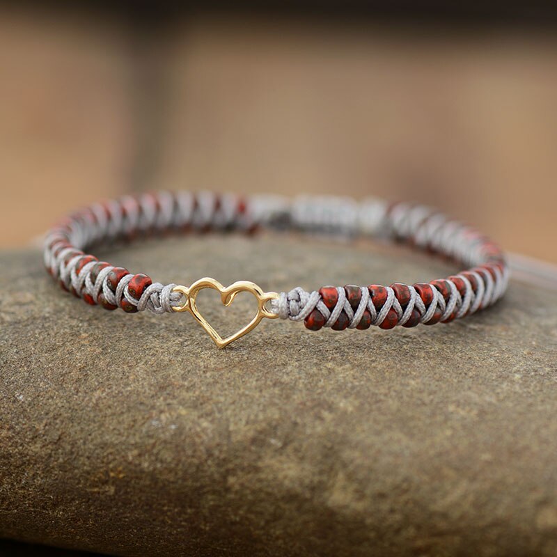MACRAME BRACELET WITH HEART CHARM