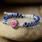 SODALITE OR JADE HEART CHARM BRACELET