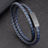 Woven Leather Two-tone Wraparound Bracelet