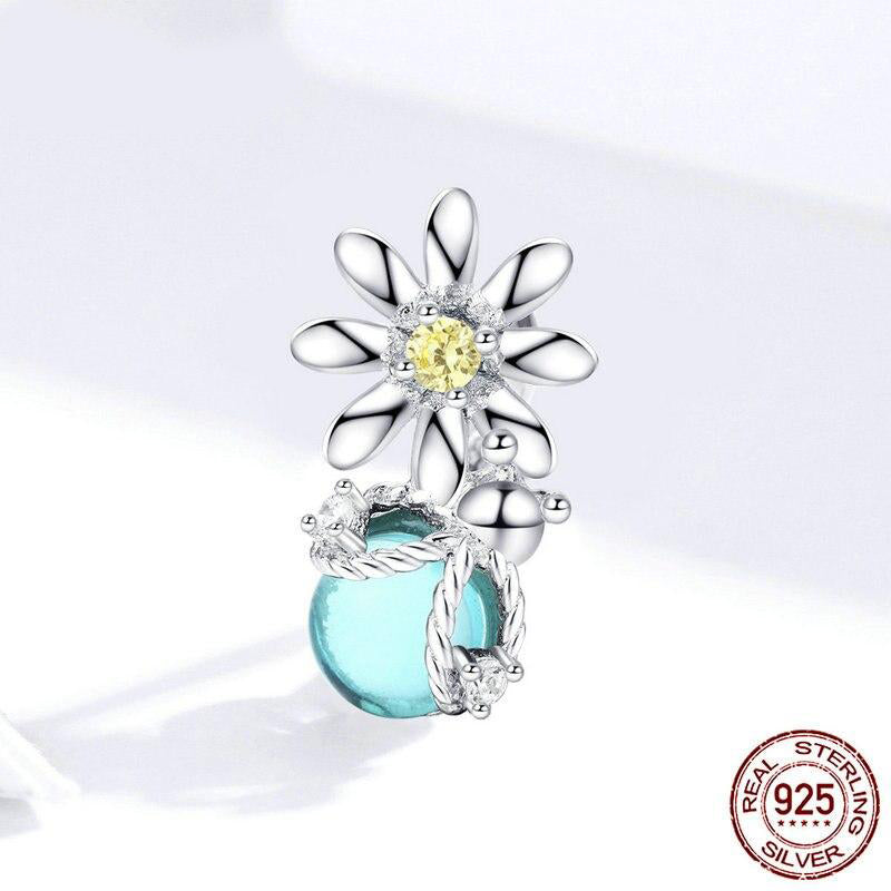 FIREFLIES AND DAISY Sterling Silver Charm