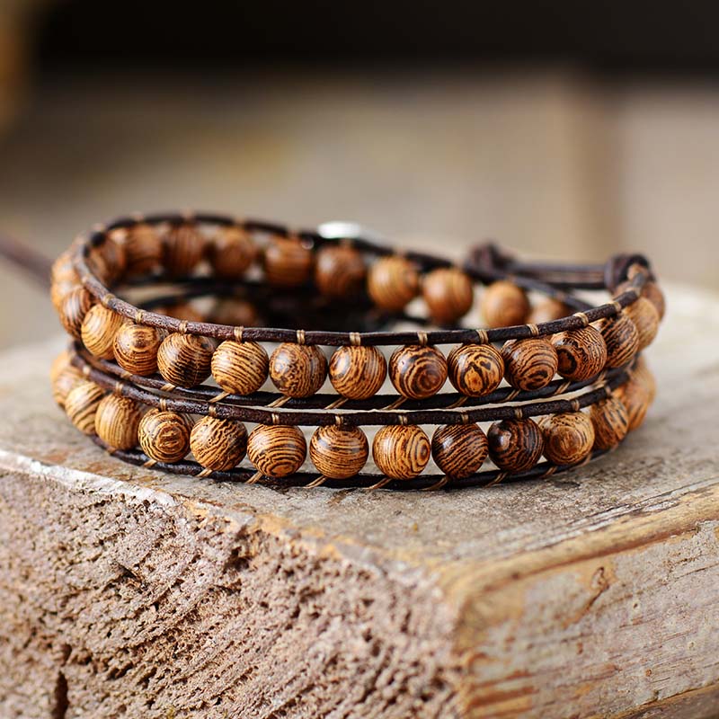 DUAL WOODEN BEAD BRACELET