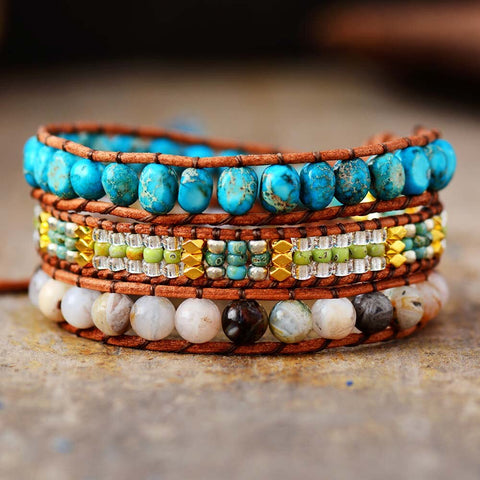 JASPER AND ONYX BOHO WRAP BRACELET