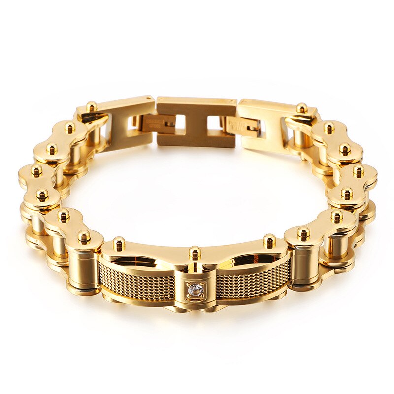 Vintage Bike Chain Bracelet with Crystal Zircon