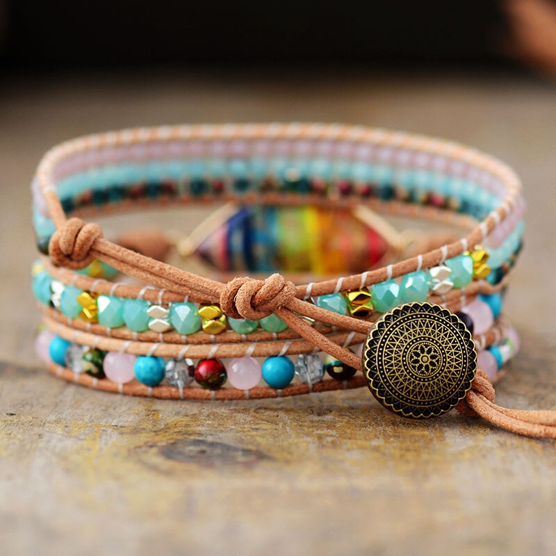 GEOMETRIC CHAKRA BRACELET WITH JASPER AND JADE