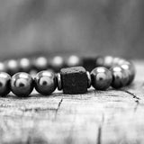 NATURAL STONE BRACELET WITH LAVA STONE SQUARES