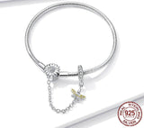 SUNFLOWER AND HONEYBEE Sterling Silver Snake-Chain Charm Bracelet