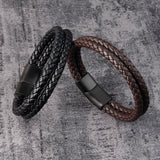 Braided Dual Leather Bracelet with Clasp