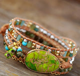 MULTILAYERED WRAP BRACELET WITH JASPER STONES