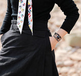 BLACK WRAP BRACELET WITH PYRAMID ONYX