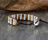 NATURAL HOWLITE LEATHER BRACELET