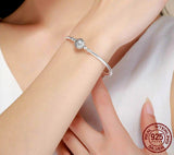 DELICATE LIFE Sterling Silver Snake-Chain Charm Bracelet
