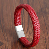 Red Leather Wristband