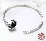 BRIGHT HEART Sterling Silver Snake-Chain Charm Bracelet