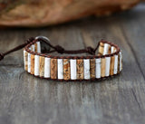 NATURAL HOWLITE LEATHER BRACELET