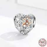 CLOVER Heart Sterling Silver Charm