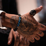 BRACELET WITH LAVA STONE AND BLUE MALACHITE