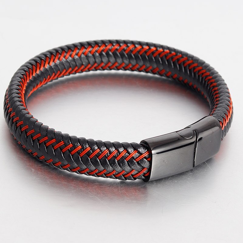 Red Leather Infinity Wristband