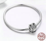 CUTE OWL Sterling Silver Snake-Strand Charm Bracelet