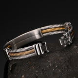 HOLY CROSS Bracelet with 3 Row Wire Chain Bangle